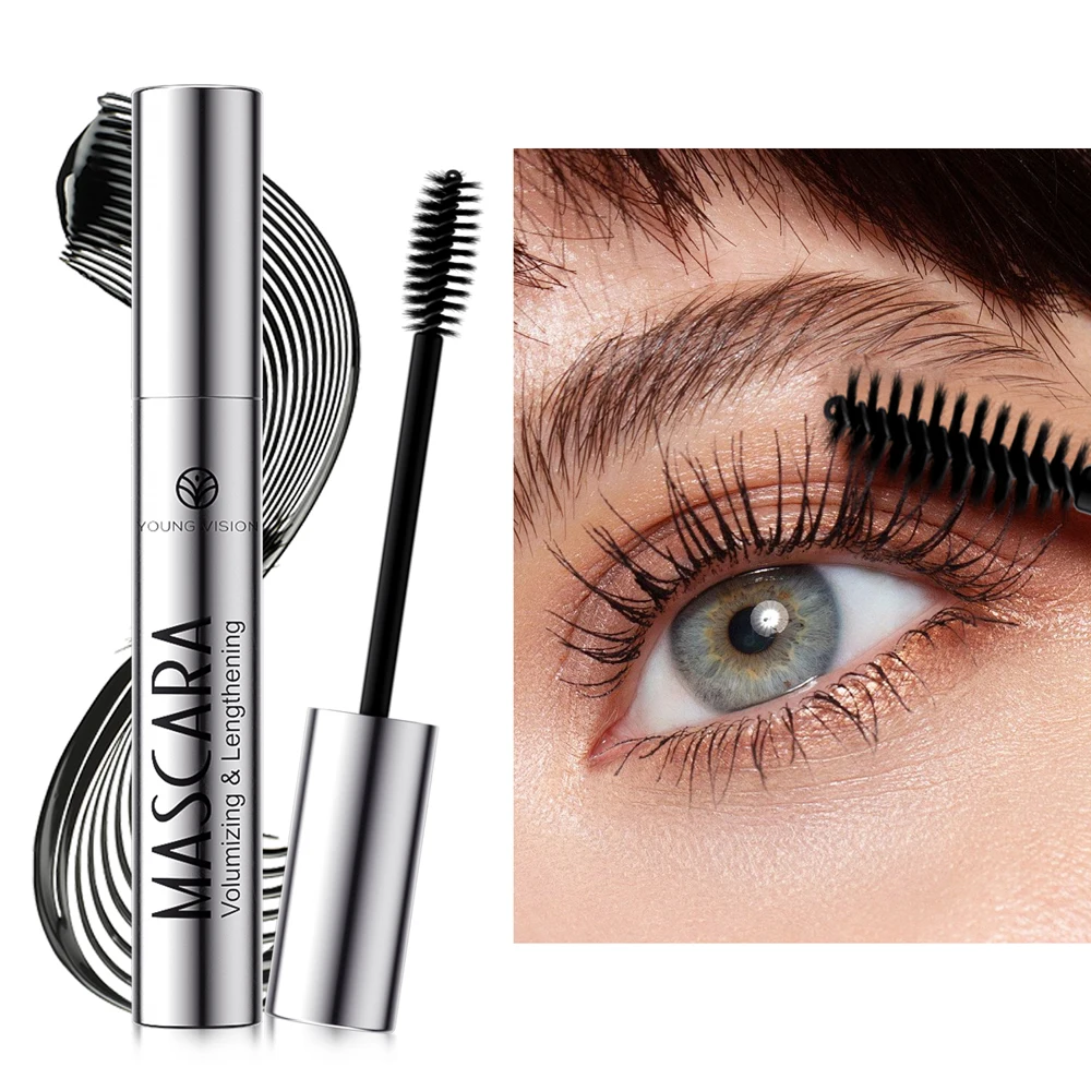 YOUNG VISION Silver Tube Mascara naturally long, thin, curly, thick, quick-drying, waterproof, long-lasting not easy smear-stain