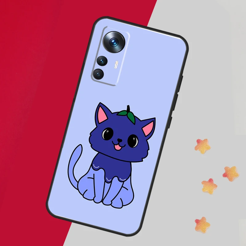 Cute Kawaii Blueberry Cat Case For Xiaomi 13T Pro 12T 11T 12 14 13 Lite 12X POCO F5 X3 X5 Pro X4 F4 M5 M5s F3 Cover