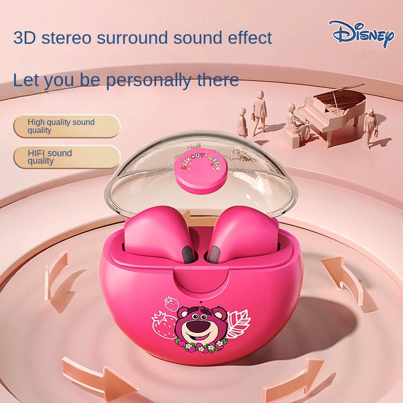 New Disney Q50 Stitch Angel Wireless Bluetooth 5.3 Earphones HiFi Surround Sound Headset Smart Touch Headphone Long Endurance