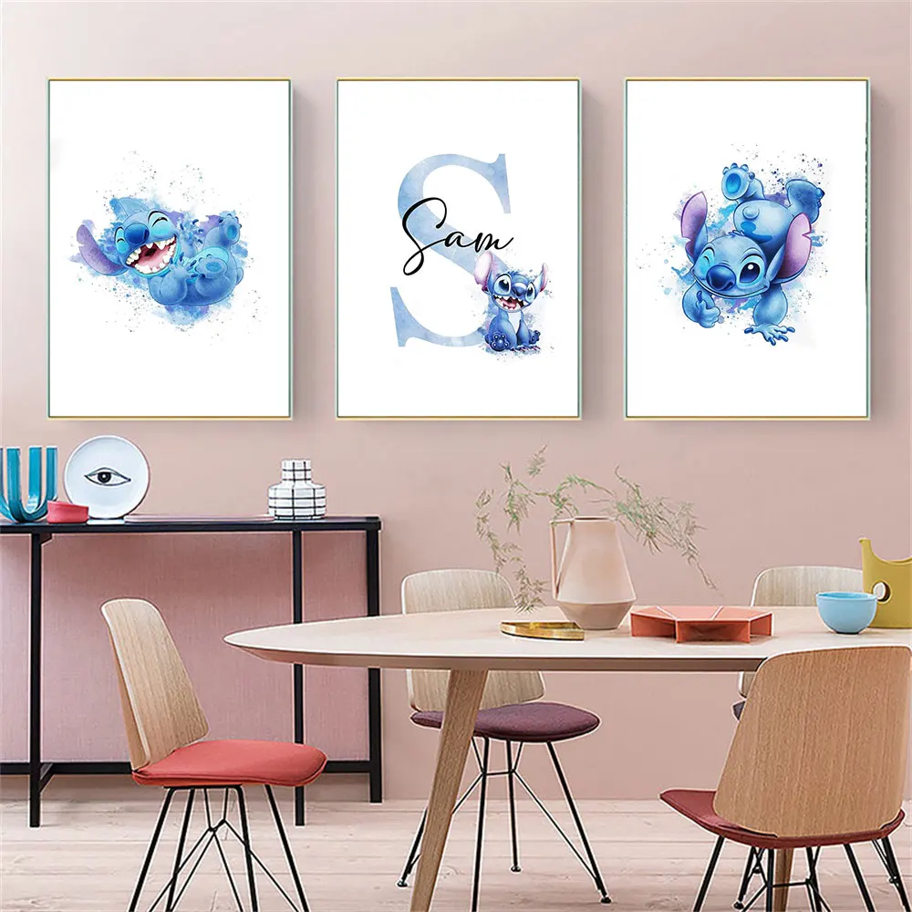 

MINISO Disney 3 Sets Personalized Lilo and Stitch Prints Canvas Painting Print Art Posters Kids Room Wall Art Stitch Poster