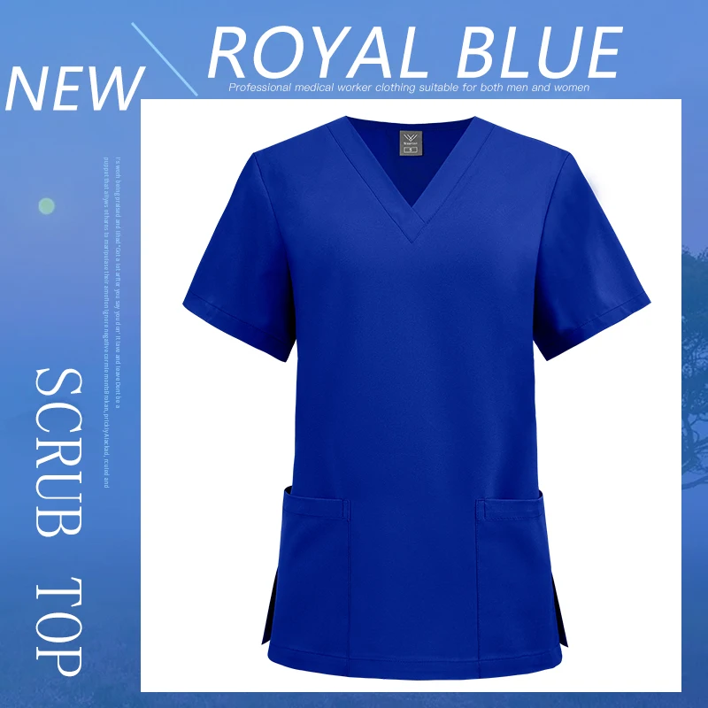 Women Scrubs Blouse Medical Nurse Surgical Accessories V-neck Comfort Unisex Clinical Scrubs Top Operating Room Work T-shirt New