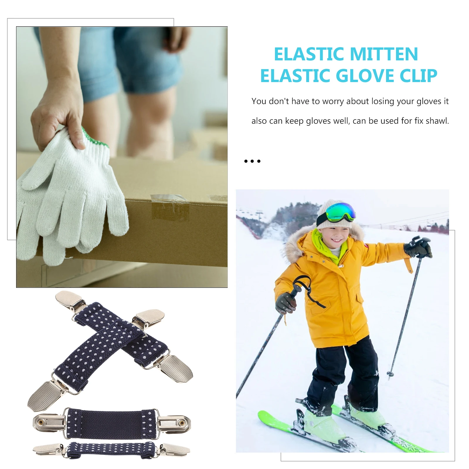

4Pcs Anti Slip Winter Gloves Mittens Clips Elastic Polyester Kids Toddler Lightweight Durable Outdoor Safe Material Holder Clip