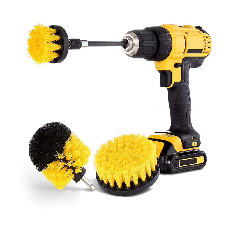 Drill Brush Attachment Set Power Scrubber Wash Cleaning Brushes Tool Kit with Extension for Clean Car Wheel Tire Glass Windows