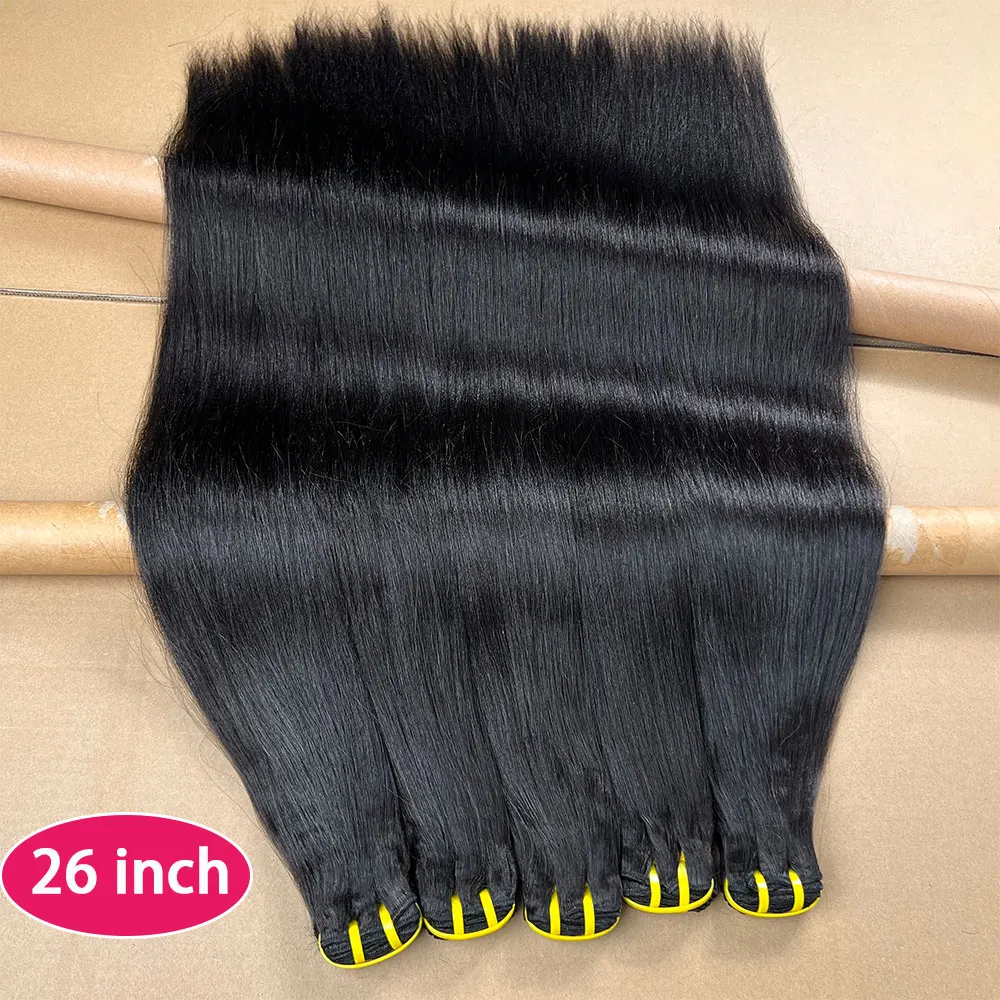 Leichte Yaki-Glatthaar-Bundles, 1/3/4 Stück, Kinky Straight Echthaar-Bundles, 10-30 Zoll, unbehandelte Echthaar-Extensions für Frauen – Detail 8
