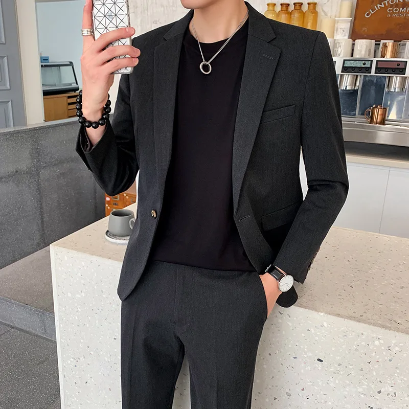 7306 Two-piece business casual single button jacket suit