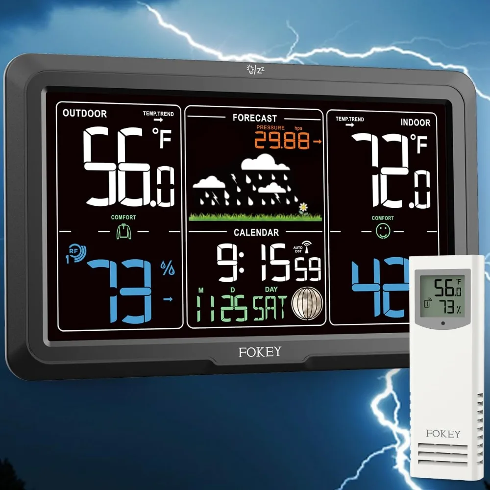 Weather Station Wireless Indoor Outdoor, Indoor Outdoor Thermometer Wireless Clock