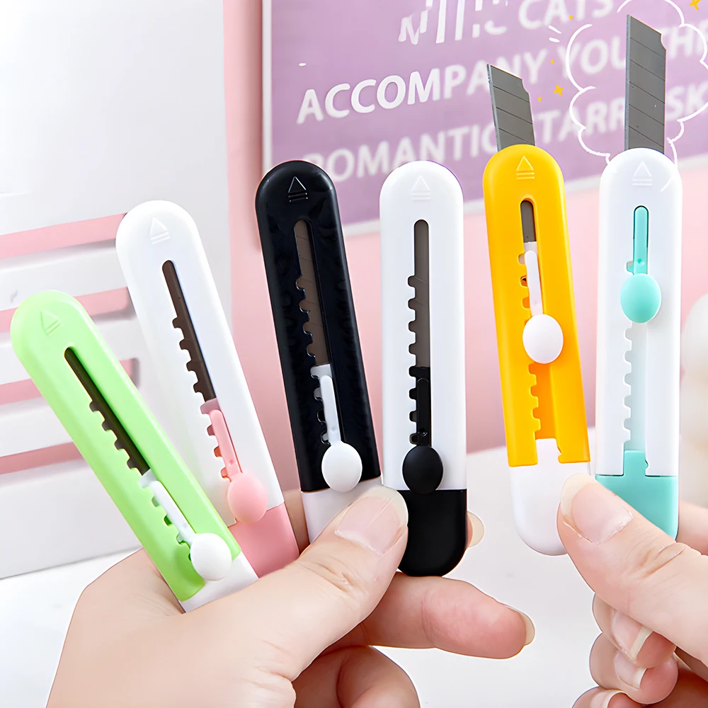 Multifunctional Kawaii Snap Box Cutter Retractable Pocket Small Poster Knives Utility Knife Automatic Mini Tool Pencil Sharpener