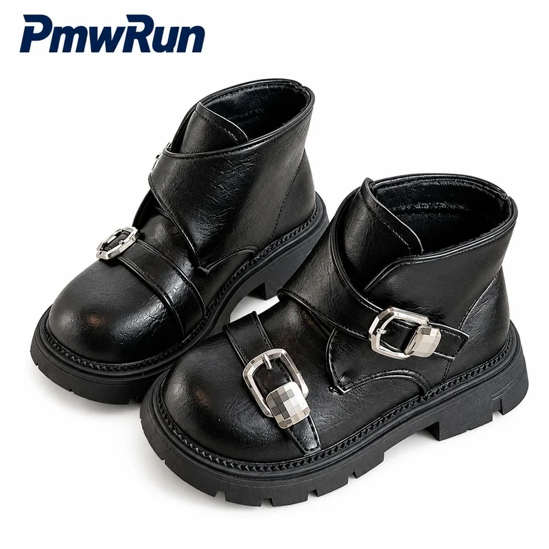 PU Leather Winter Boots For Girls 2026 Trend Fashion Teenager Girl's Plush Footwear Anti-slipperty Warm Padded Cotton Shoes