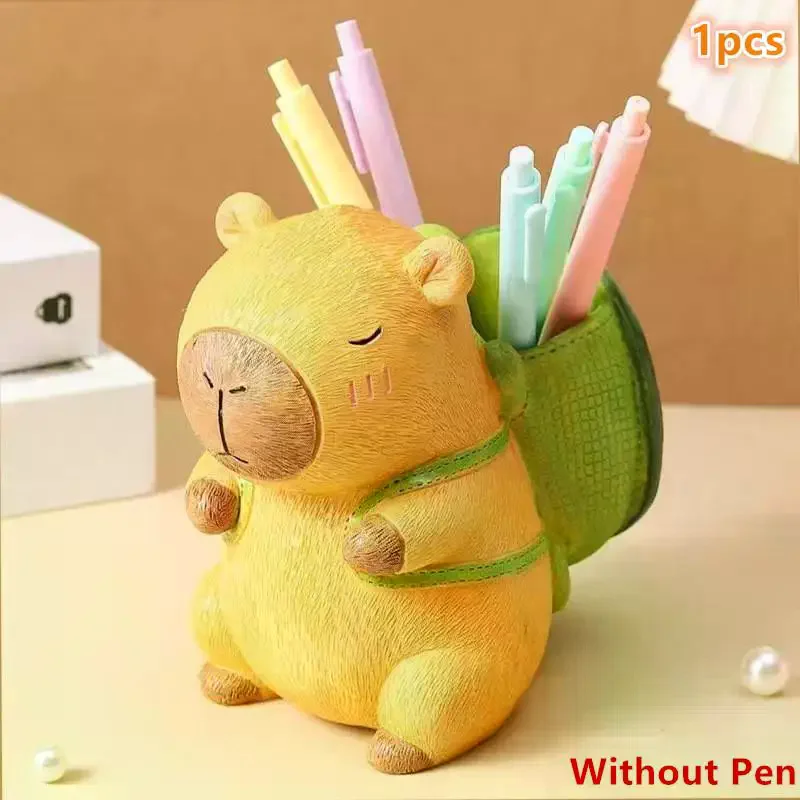 

Creative Cute Capybara Pen Holder Large Capacity Portable Makeup Brush Holder Multi Functional Cartoon Stationery Storage Box