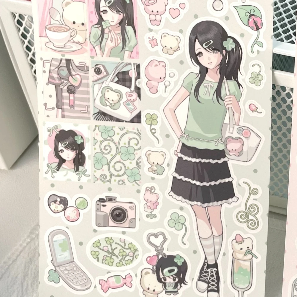 WAKAWAKA Summer Record Cute Sticker Sheets or 8 Sheet UV Transfer Stickers for Journal Scrapbooking Phone Case DIY Decor