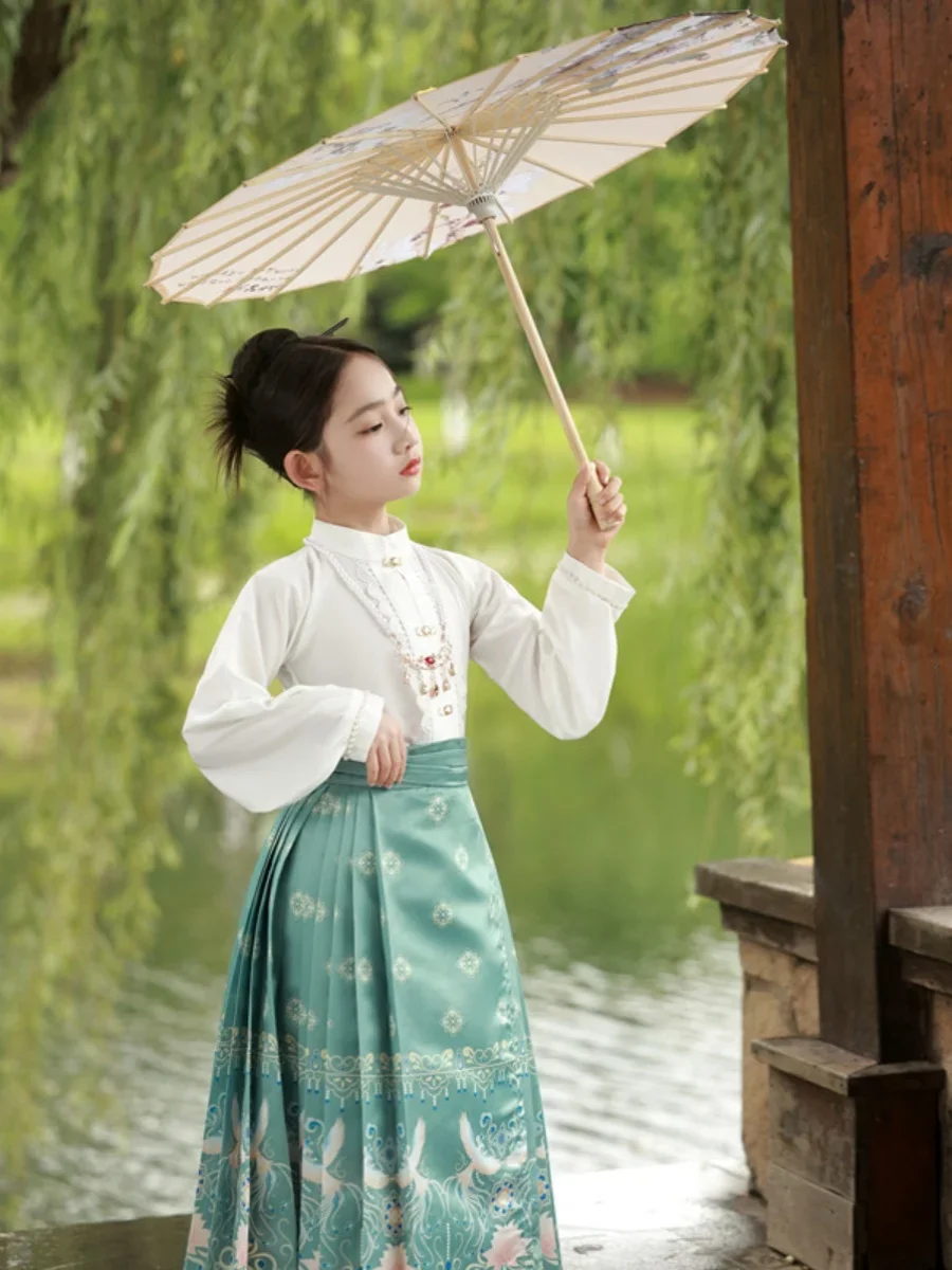 تنورة مطبوعة بشكل تقليدي وجه الحصان للبنات ، Hanfu الصينية ، تنورة الأميرة للأطفال ، صيف ، جديد ، 2023 #3