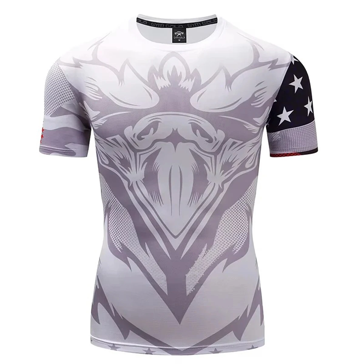 

Men's High-End Marvel Captain America T-Shirt with 3D Reproduction Battle Suit and Star-Spangled Design