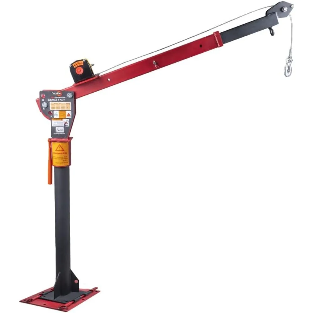 Crane New 1100lb Folding Dismountable Truck-Mounted Crane, with Electric Winch 3500 lb 12V, Painted Steel Pickup Truck Jib Crane