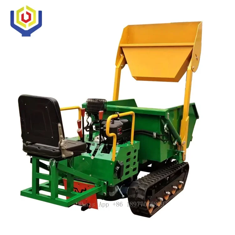 1000KG Track Dumper,Stand On Wheelbarrow Self Loading Wheelbarrow Tracked Dump Box