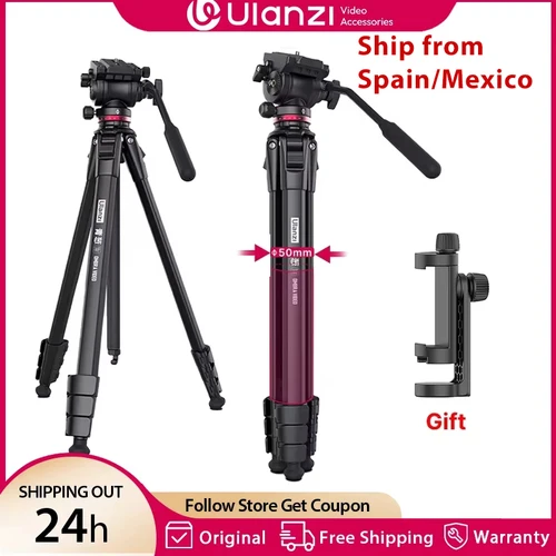 Ulanzi-trípode de viaje para vídeo OMBRA, 1,6 M, 360 °, panorámico, arrastre fluido, carga máxima de 6KG, placa Arca Swiss para cámara DSLR