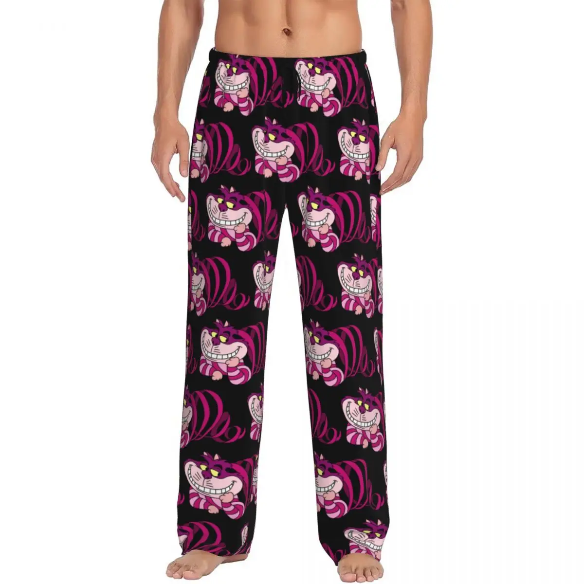 

Custom Funny Cheshires Cat Pajama Pants Men's Lounge Sleep Drawstring Sleepwear Bottoms with Pockets