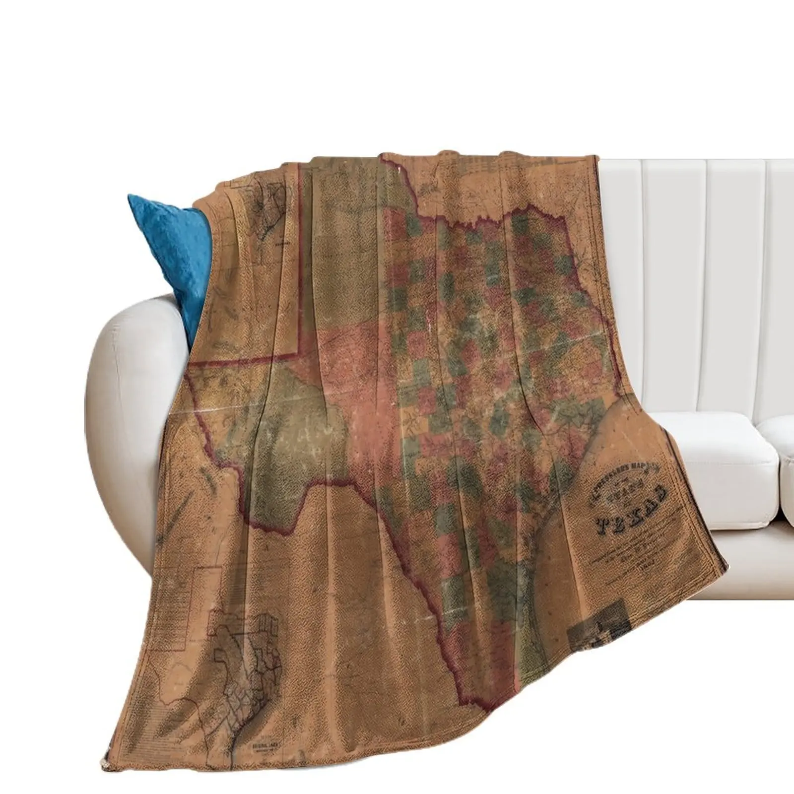 

Pressler's Map of the State of Texas (1862) Throw Blanket Soft Big manga Bed Blankets