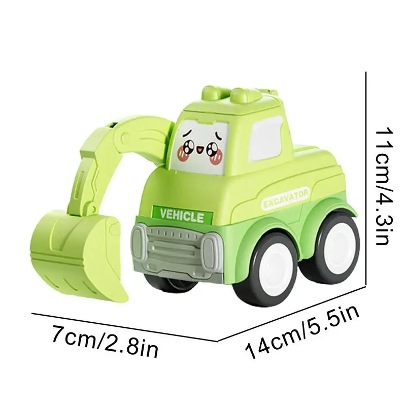 Mini carro do brinquedo dos desenhos animados para o bebê, Press Go Veículos, Inércia Pull Back Cars, Educação precoce, guindaste carregador, escavadeira brinquedos