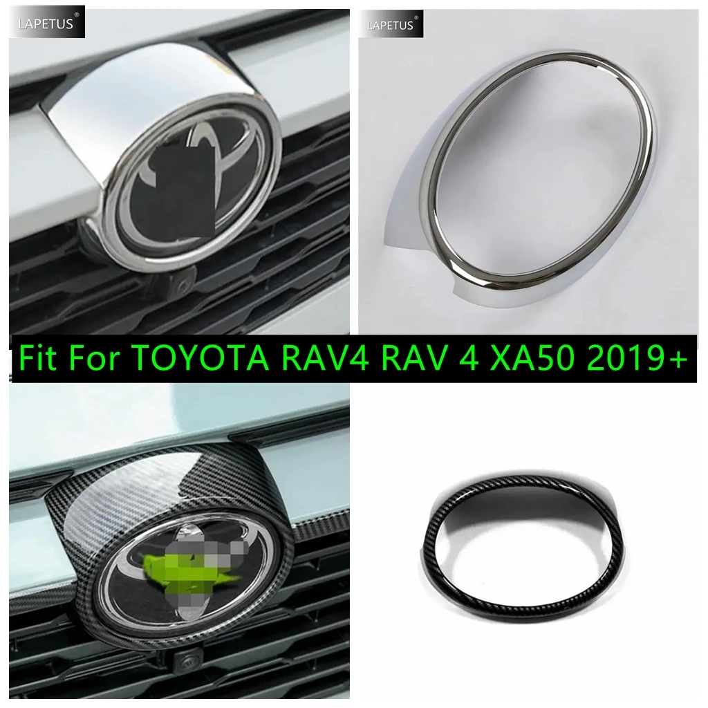 ABS Chrome Front Grille Grill Mark Decor Ring Logo Frame Cover Trim Accessories For TOYOTA RAV4 RAV 4 XA50 2019 - 2024 Hybrid