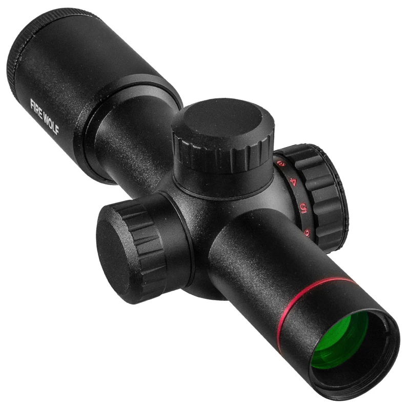 4.5x20 Compact Hunting Rifle Scope Red Illuminated Optical Sight P4 Reticle Riflescope With Flip-open Lens Caps and Rings