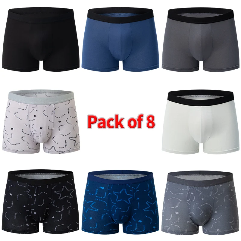 8 Pack European and American Size MEN\'S FASHION Printed Underwear Comfortable and Breathable 45-120kg Fat Men Can Wear Shorts.