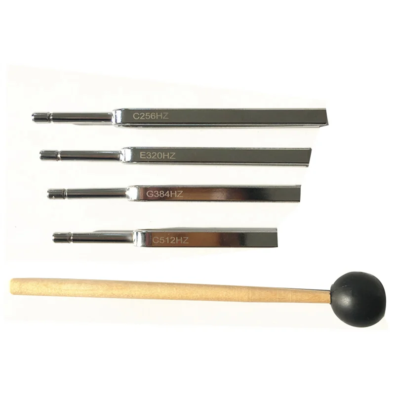 

YHOLI-4Pcs Accurate Frequency 256Hz 320HZ 384HZ 512Hz Music Tuning Fork Set Music Flat Fork Measure Gauge With Hammer Easy To Us