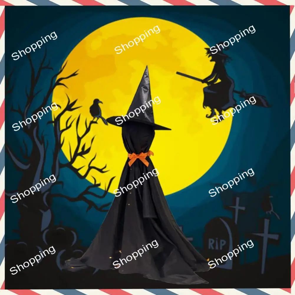 

M20K LED Glowing Black Ghost Halloween Ghost Decoration Standing Ghost Porch Garden Ghost Black Hat