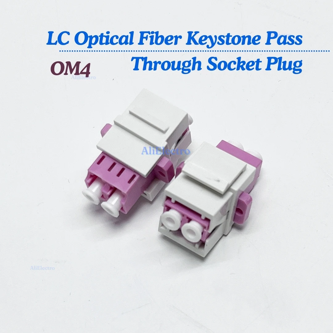 LC Optical Fiber Keystone Pass Through Socket Plug With Hook Insert For Duplex LC/LC Connector Adapter Network Extension Module