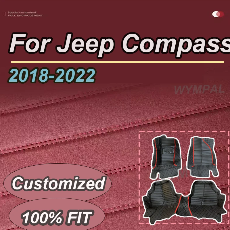 

LUXURY Custom Automotive Car Floor Mats For Jeep Compass 2018 2019 2020 2021 2022 Auto Luxury Leather