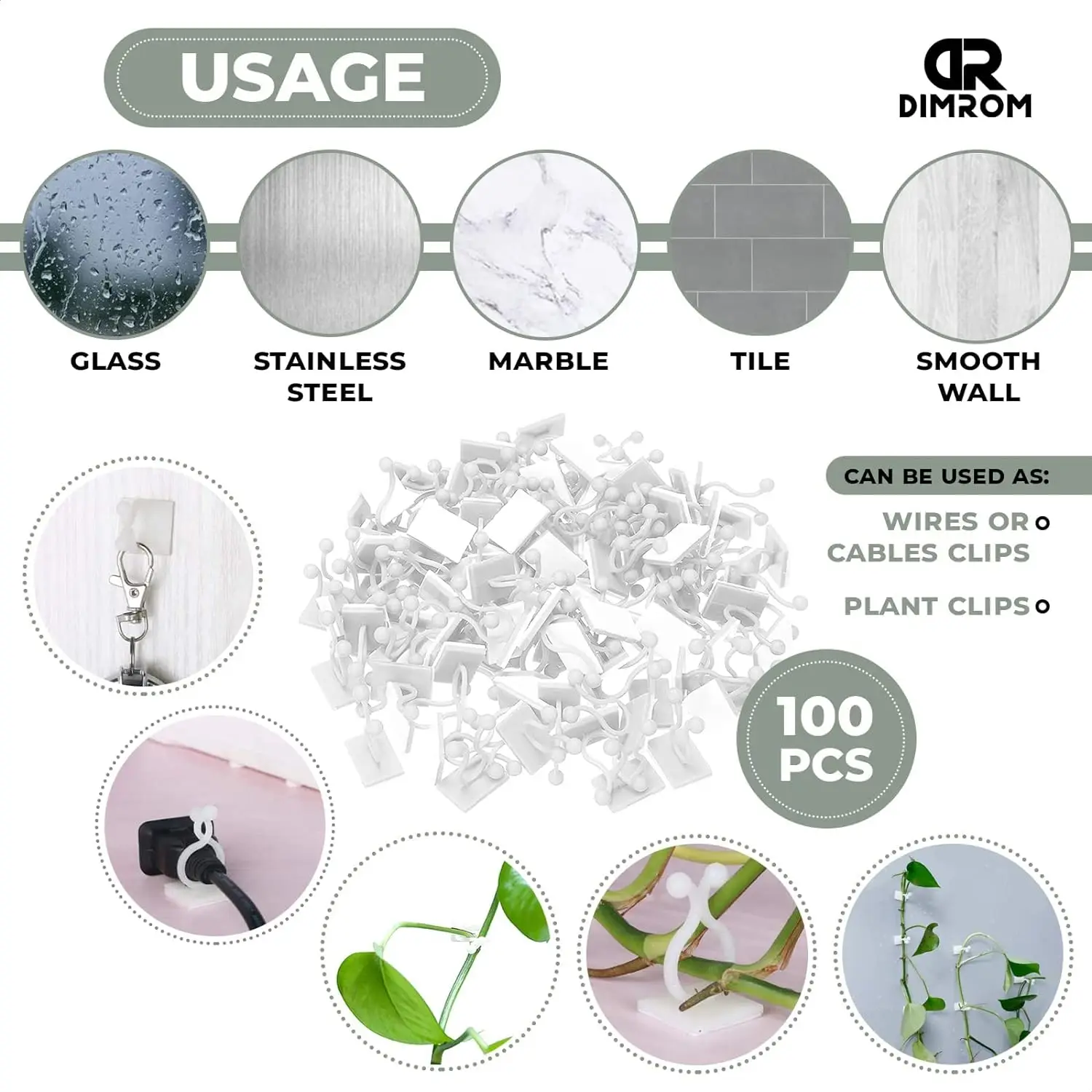 10-30Pcs Plant Climbing Wall Fixture Clips Fixer Self-Adhesive Hook Garden Vegetable Plant Support Binding Clip Invisible Wall