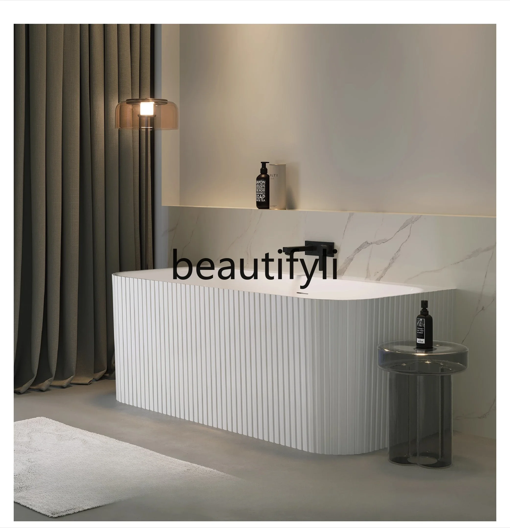 

z.FGVasca da bagno in acrilico luminoso per uso domestico, piccolo appartamento, hotel, vasca da bagno integrata senza cuciture