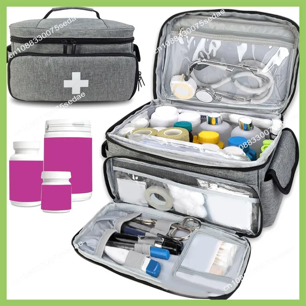 Y19A Torba na leki Pusty, zamykany na klucz organizer na leki z przenośnymi kieszeniami na zamek błyskawiczny Pudełko na leki do podróży domowej