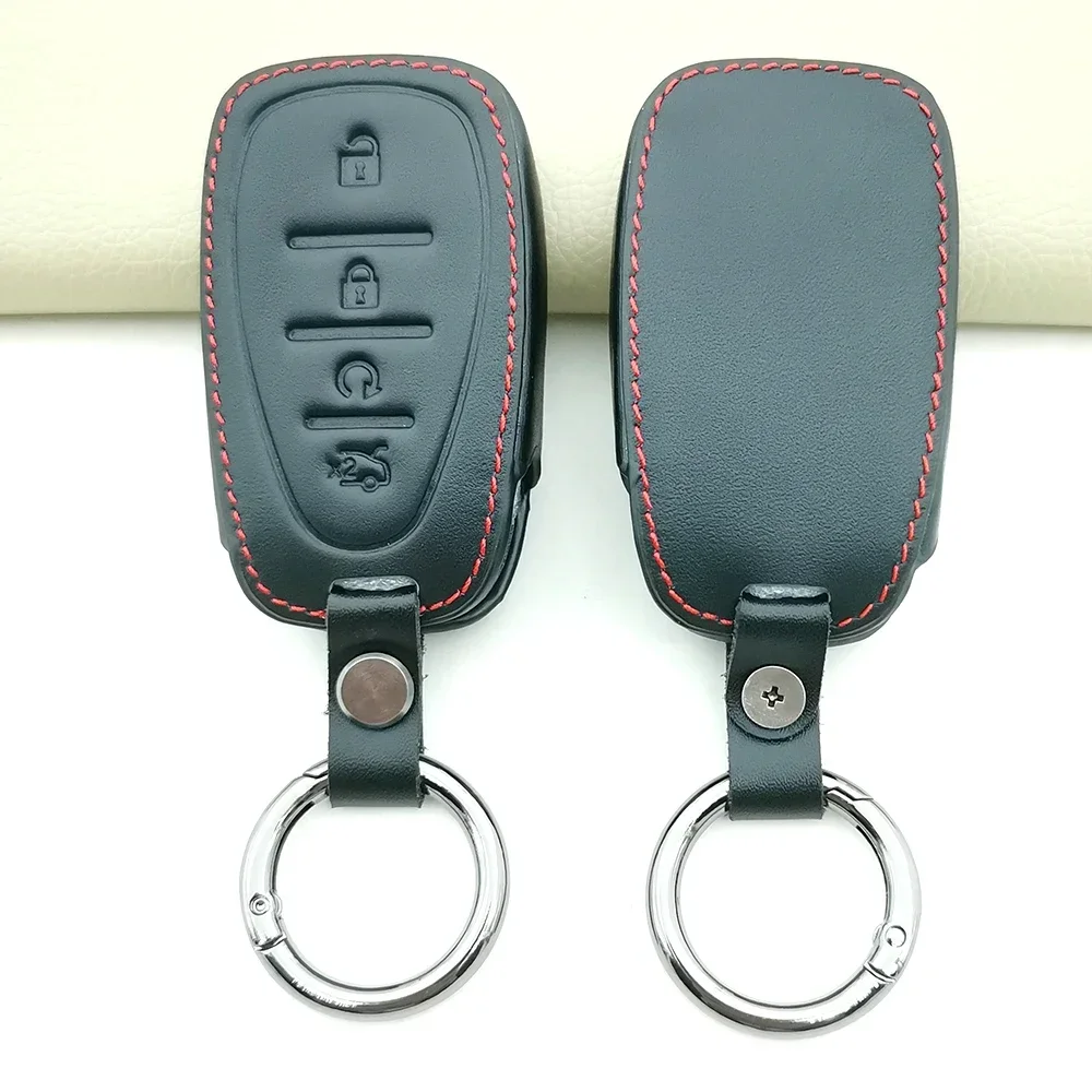 

Leather Car Key Cover Case Fob Shell For Chevrolet Cruze Spark Sonic Camaro Volt Bolt Trax Malibu Captiva Lacetti Aveo 4 Buttons