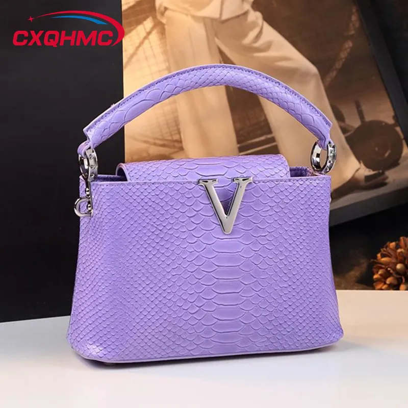 

Fashion Serpentine Leather Women Handbags Simple Cowhide Ladies Small Single Shoulder Crossbody Bag Portable Shell Bags 2024 New