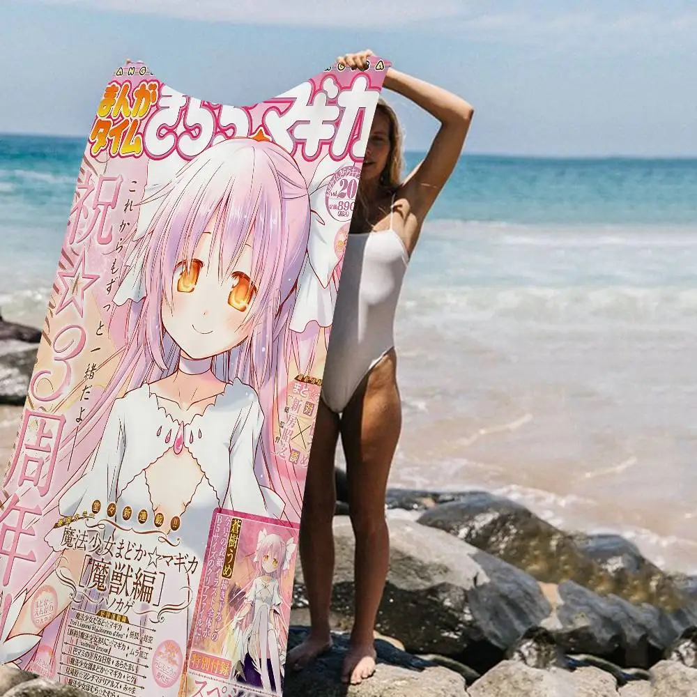 Puella Magi Madoka Magica Beach Towel Colorful Bath Towels for Girl Microfiber Quick Custom Sand Free Beach Yoga Spa Gym Pool