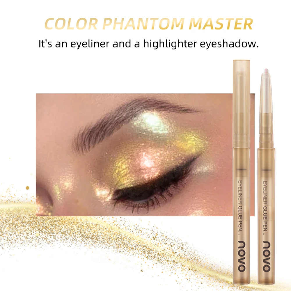 Barra de sombra de ojos brillante holográfica camaleón, resaltador de labios y mejillas de ojos 3 en 1 de larga duración, resistente al agua, textura suave