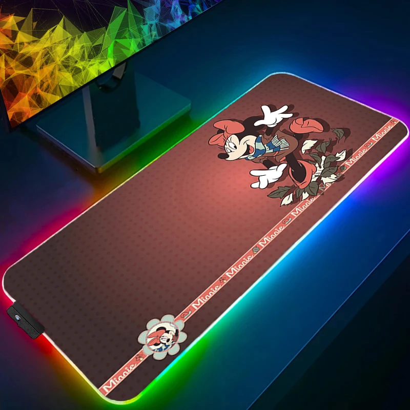 الخلفية XXL المطاط كبير PC ماوس الوسادة RGB ميكي وميني Kawaii ألعاب الألعاب ماوس منصات LED مكتب لوحة المفاتيح حصيرة الكمبيوتر حصيرة #4