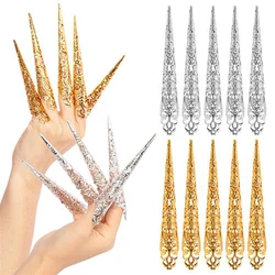 10pcs Ancient Costume  Antique Style Gold Queen Nail Ring SetIndia Belly Dance Nails Accessories False Finger Protection