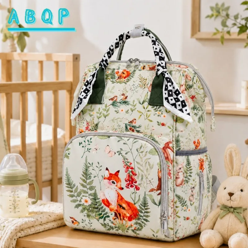 New Diaper Bag Backpack Cartoon Baby Diaper Bag Backpack Large Capacity Multifunctional Portable Baby Products Storage Backpack