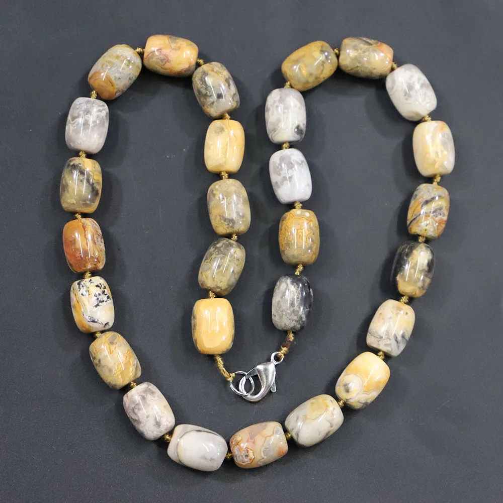14x10MM Fashion Oval Beads Natural Stone Necklace Grey Agate Turquoise Charm DIY Jewelry Accessories Wholesale  Free Shipping