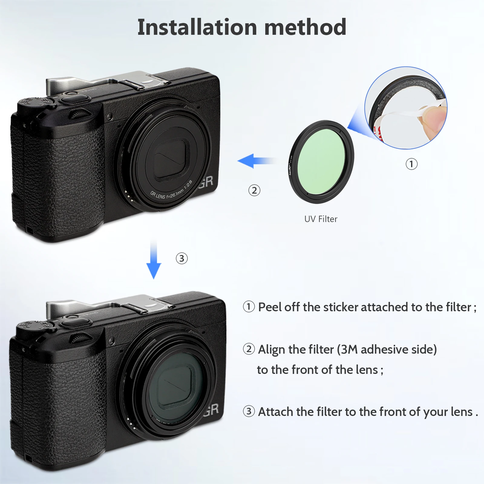 Haoge UV-GR فائق النحافة MC حماية من الأشعة فوق البنفسجية مرشح عدسة الأشعة فوق البنفسجية متعدد الطبقات لكاميرا RICOH GRII GRIIIX HDF GRIV الرقمية