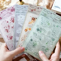 1Pack set vintage silicone stamps letterhead story printing Background Assorted Stamp handbook Supplies Scrapbook 208*104mm