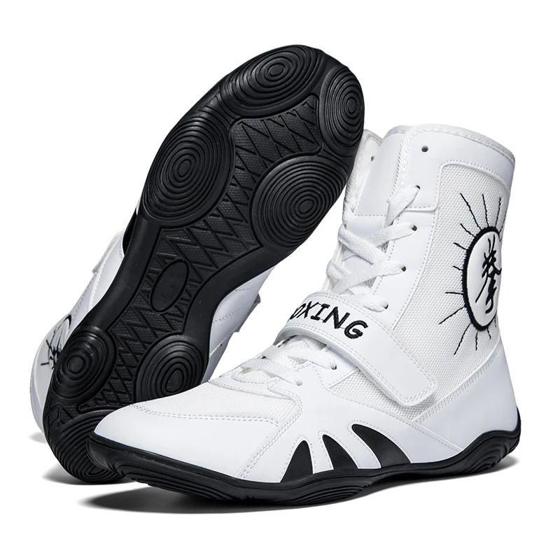

Men Women Wrestling Boots Black Red Boxing Shoes for Unisex Breathable Fighting Shoes Couples Gym Training Shoe