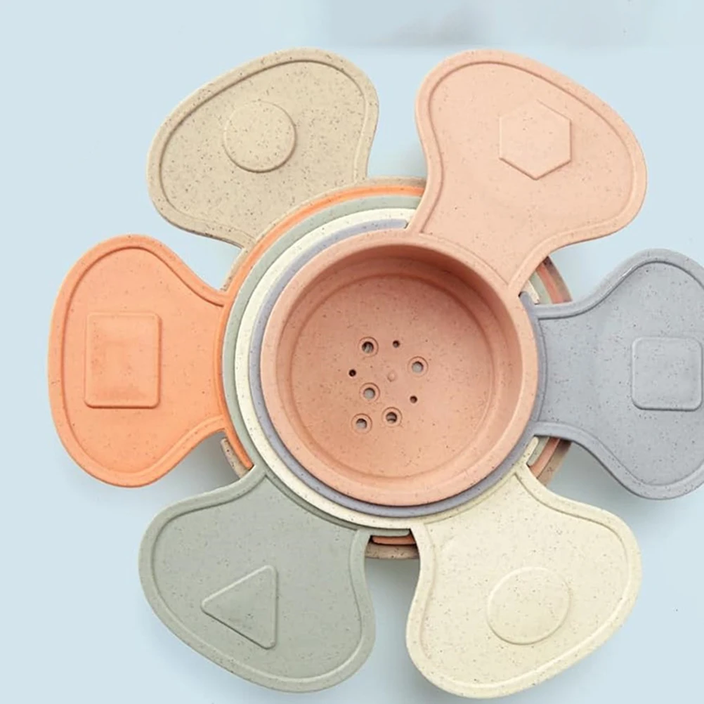 Juego de tazas apilables para bebé, baño educativo Montessori, construcción para niños pequeños, juguetes de plástico seguros y brillantes, desarrollo, 1 Juego