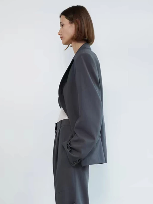 

Classic Low Profile Women's Suit Jaet Casual Notch Collar Outerwear Formal Wear Cact Size Wool Blend Long Sve