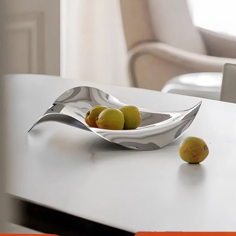 

European modern creative stainless steel fruit plate, plate light luxury home