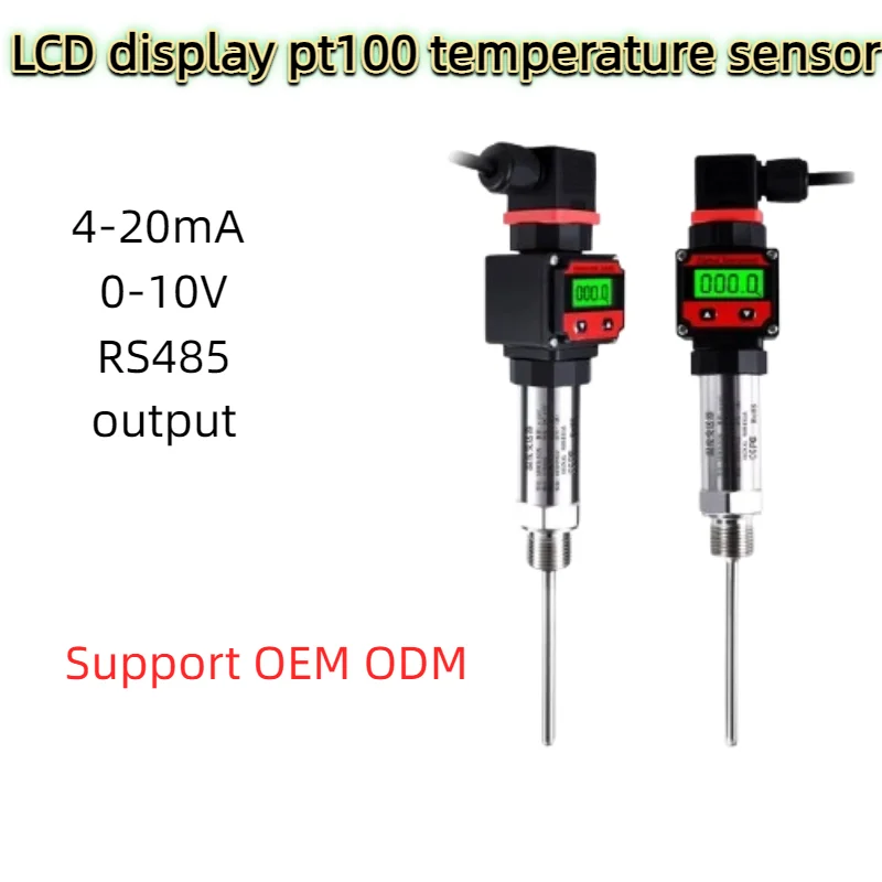 

4-20mA Pt100 Integrated 0-100C 0-200C Liquid Temperature Transmitter Water Temperature Sensor LCD display