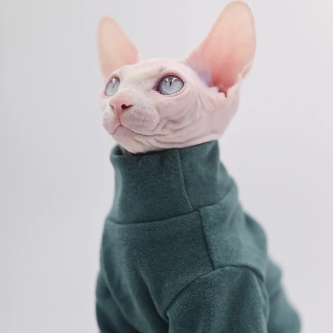 Sphynx Cat Clothes Baby Soft Cotton Fall Winter Kitten Clothes for Cornish Devon Cat Costume Hairless Cat Clothes