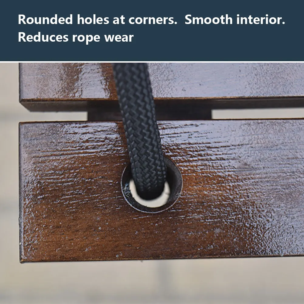 أرجوحة من الخشب الصلب مقعد واحد أرجوحة بسيطة أقصى حمولة 440 رطل مقعد أرجوحة خشبي قابل للتعديل طول الحبل لساحة فناء الحديقة