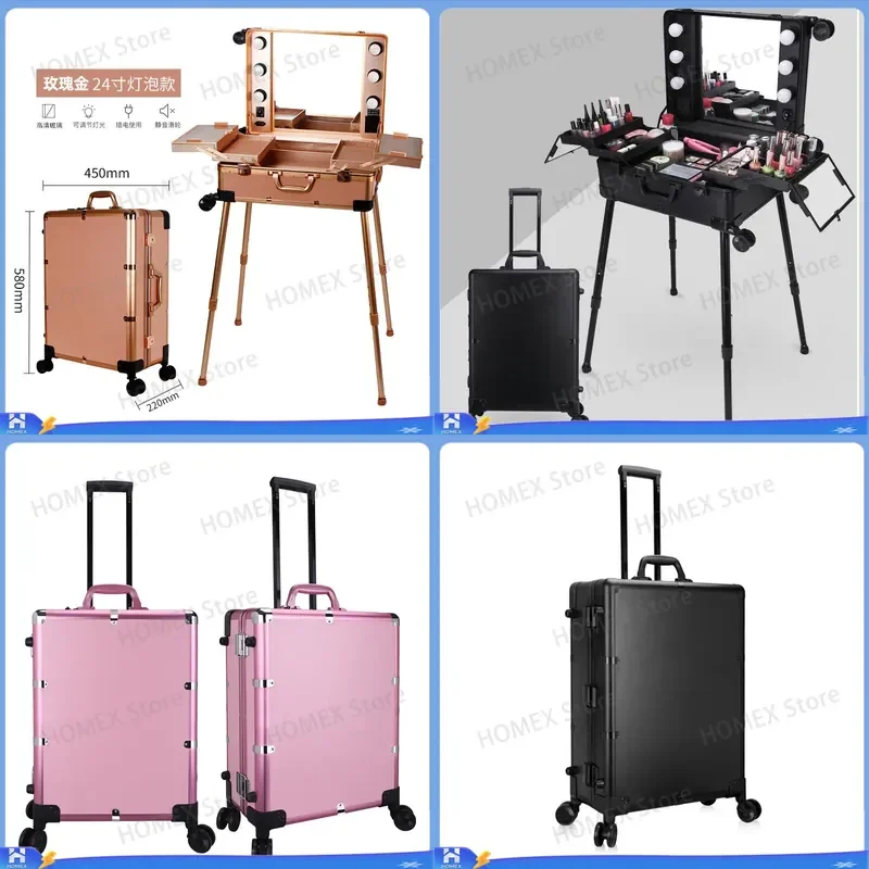 Portable LED Light Box Makeup Case with Adjustable Foot Stand Professional Cosmetic Organizer for Manicure Eyelash Extension